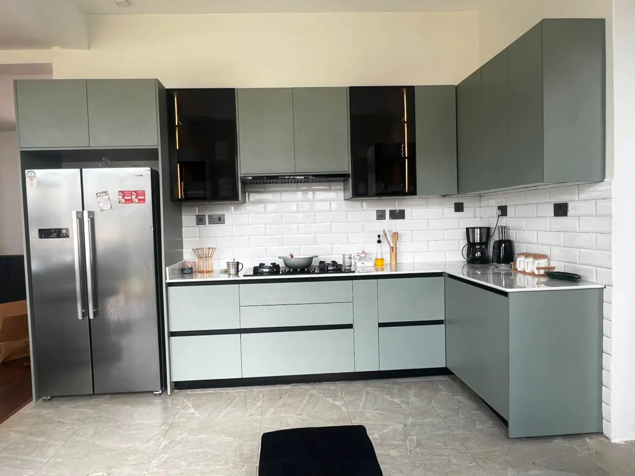 Photograph 2 of 19 from the completed house: fitted panel joinery